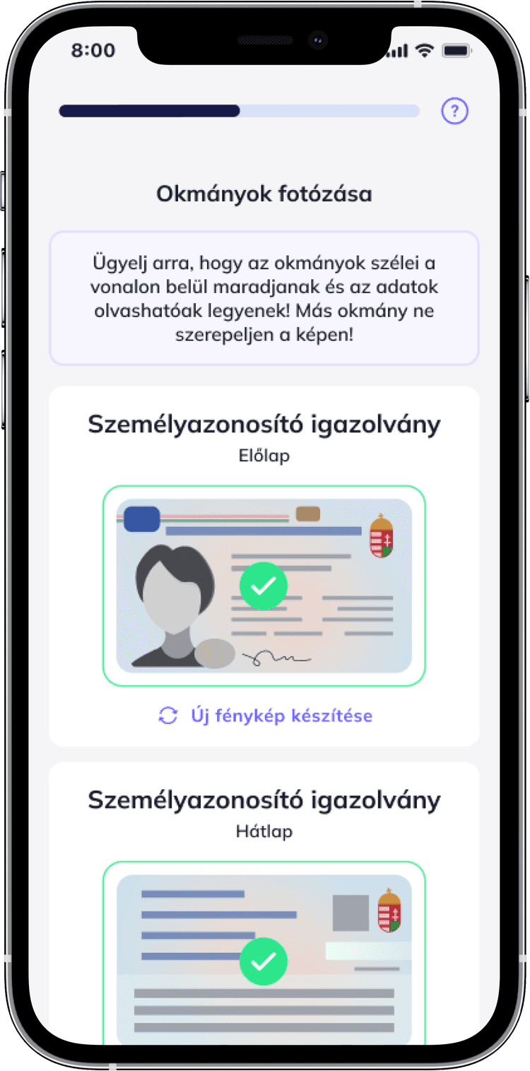 Alkalmazás: Okmányok menü.