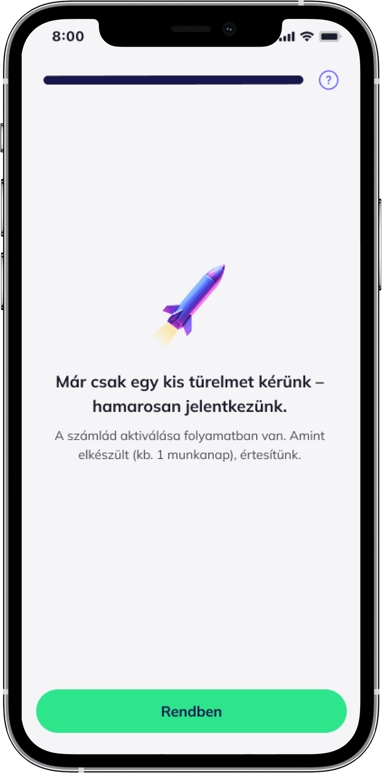 Alkalmazás: "Hamarosan jelentkezünk" visszajelzés.